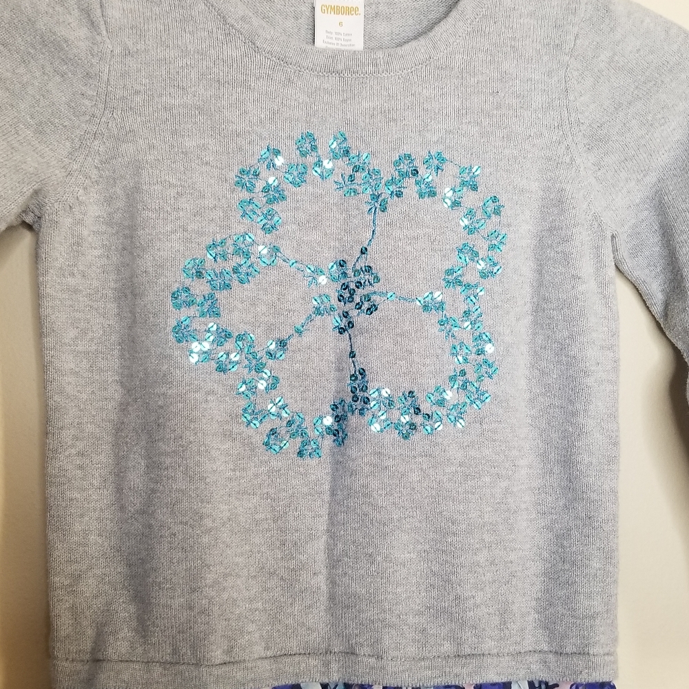 Gymboree Girl's Sweater Floral Dress 6 - Picture 2 of 6